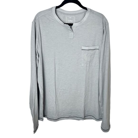 NWOT Lunya Lahgo Men's Restore Long Sleeve Henley T-Shirt Light Gray Sz 2XL - Picture 1 of 8